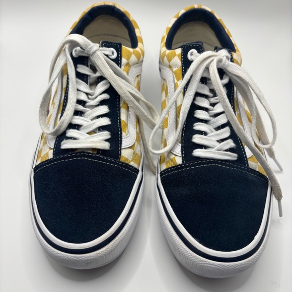 Vans Off The Wall Old Skool Pro Dress Blue/Yellow Checkerboard Skate Mens Size 9 - Picture 4 of 11